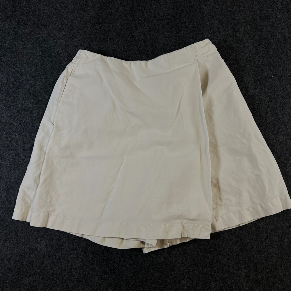 Uniqlo Linen Blend Skort Cream Off White Wrap Front Mini Shorts Womens Small